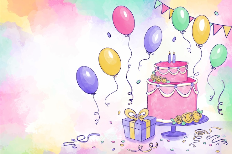 Vecteur gratuit fond d'anniversaire aquarelle