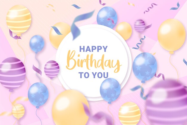 Fond d'anniversaire dessiné à la main avec des ballons