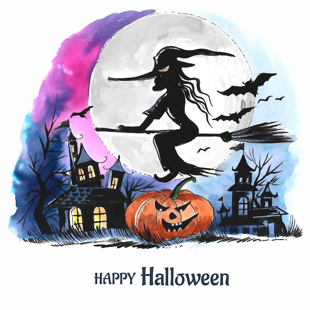 Fond Aquarelle Belle Carte Halloween