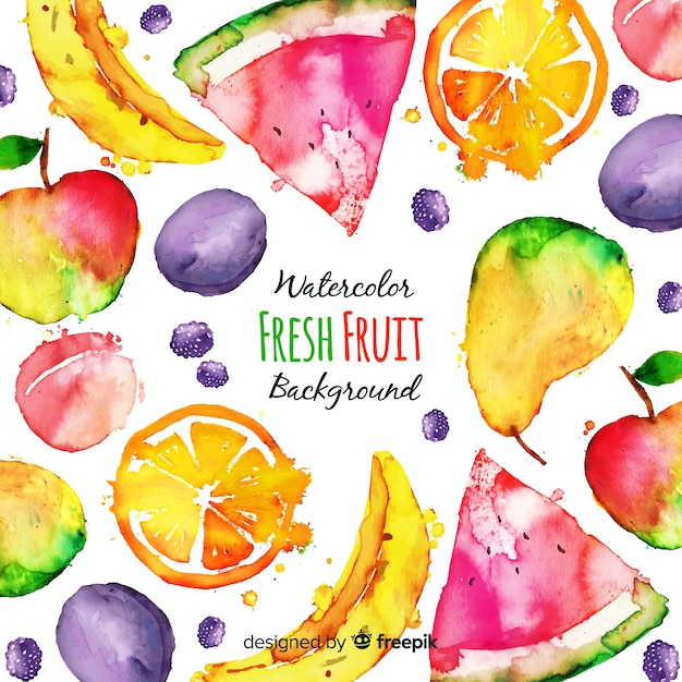 Vecteur gratuit fond d'aquarelle de fruits frais