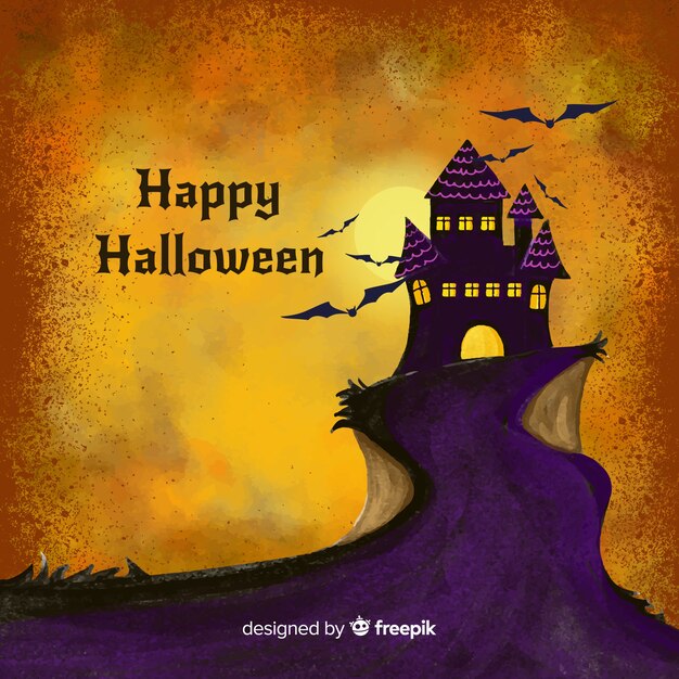 Fond aquarelle Halloween avec château