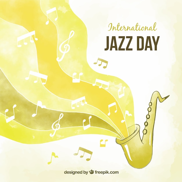 Fond Aquarelle Jaune Pour La Journée Internationale De Jazz