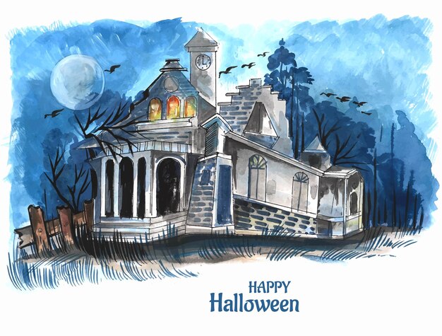 Fond aquarelle de maison fantasmagorique Halloween