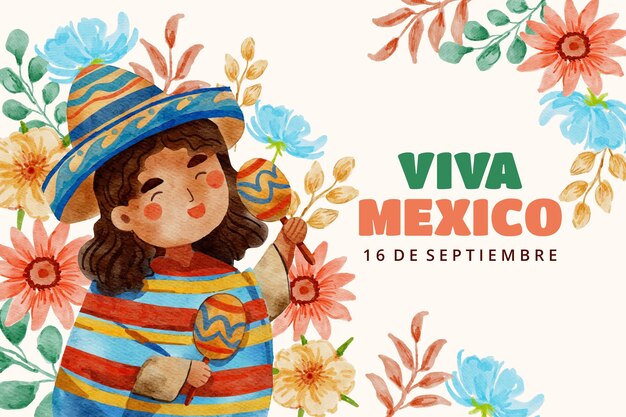Fond aquarelle pour la célébration de l'indépendance du mexique