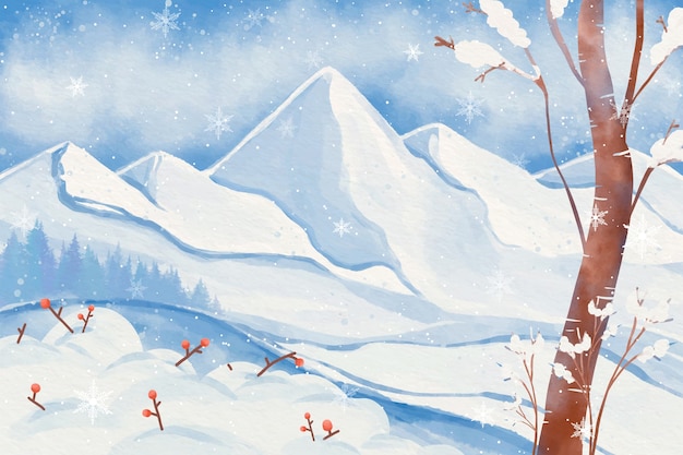 Vecteur gratuit fond aquarelle pour la saison hivernale