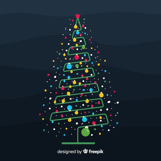 Vecteur gratuit fond d'arbre de noël de points colorés