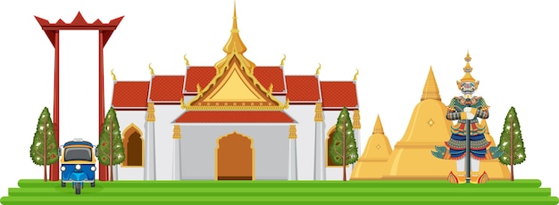 Vecteur gratuit fond d'attraction touristique emblématique de la thaïlande