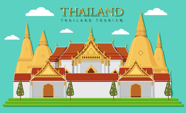 Vecteur gratuit fond d'attraction touristique emblématique de la thaïlande