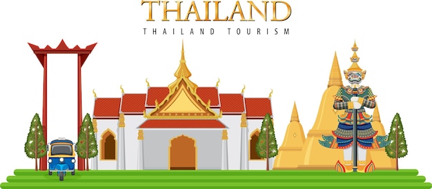 Vecteur gratuit fond d'attraction touristique emblématique de la thaïlande