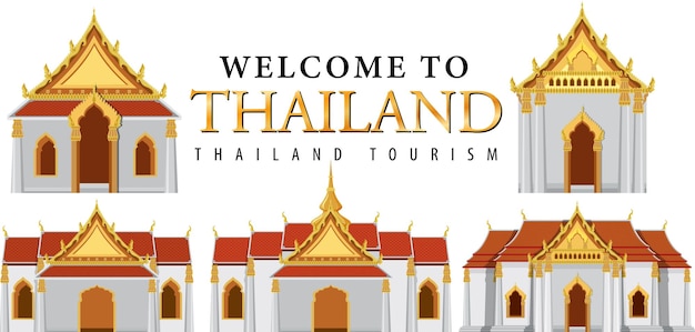 Vecteur gratuit fond d'attraction touristique emblématique de la thaïlande