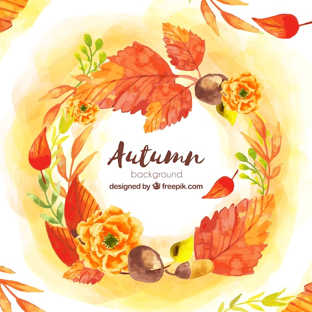 Fond D'automne Dans Un Style Aquarelle