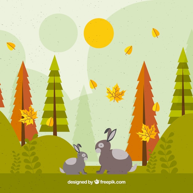 Vecteur gratuit fond d'automne avec des lapins