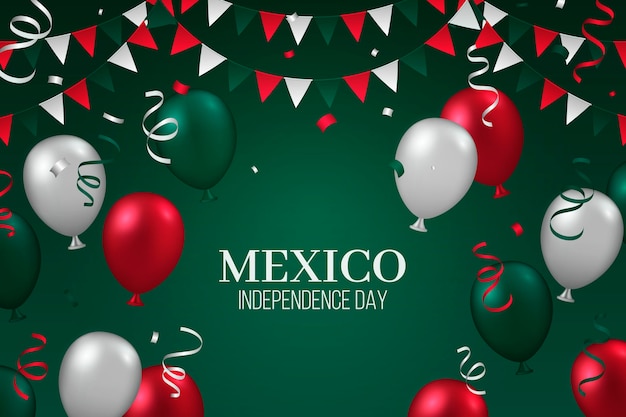 Vecteur gratuit fond de ballon de fête de l'indépendance du mexique réaliste