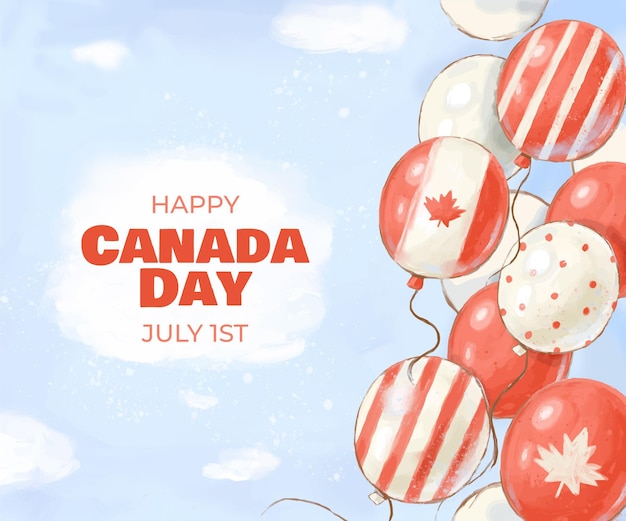 Fond De Ballons De Fête Du Canada Aquarelle Peinte à La Main