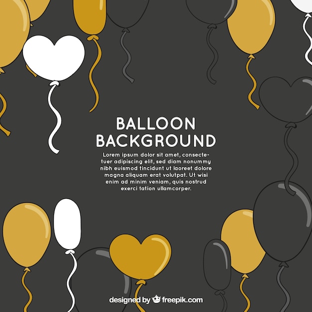 Vecteur gratuit fond de ballons d'or, blanc et noir pour célébrer