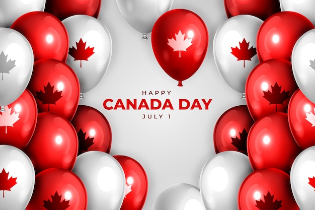 Fond de ballons réaliste de la fête du canada