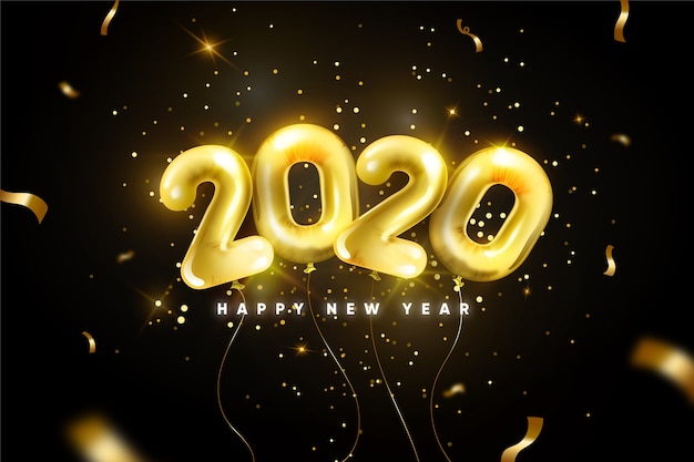 Fond de ballons réaliste nouvel an 2020