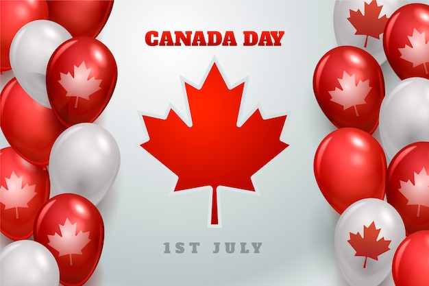 Vecteur gratuit fond de ballons réalistes de la fête du canada