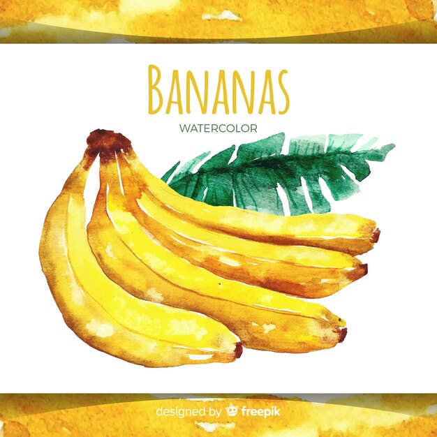 Fond de banane dessiné main aquarelle