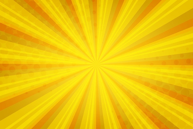 Fond de bande dessinée jaune avec éclat de soleil et demi-teinte de points
