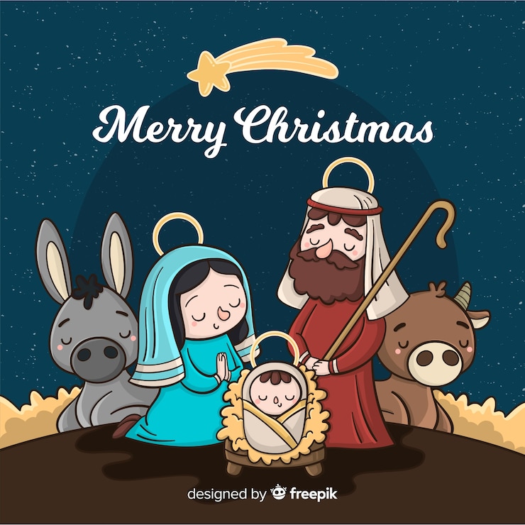 Vecteur gratuit fond de bande dessinée de la nativité