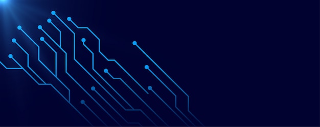 Fond de bannière bleu circuit numérique avec espace de texte