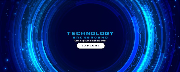 Fond de bannière de concept de technologie numérique futuriste dans les couleurs bleues