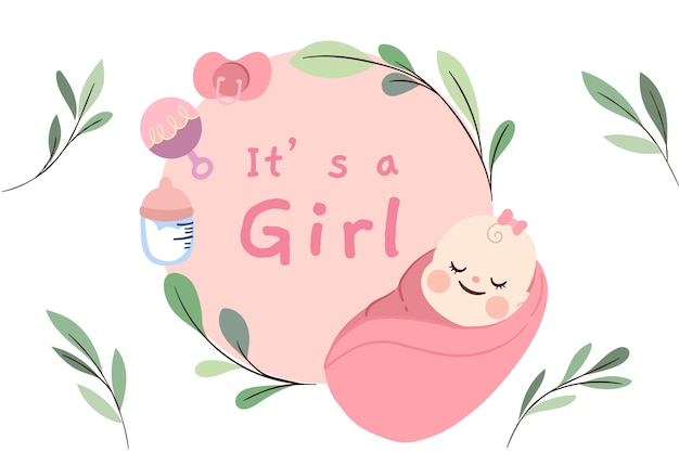 Vecteur gratuit fond de bébé fille dessiné à la main