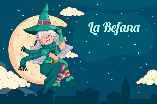 Vecteur gratuit fond de befana dessiné à la main