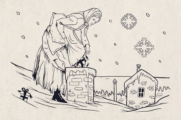 Fond de befana dessiné à la main