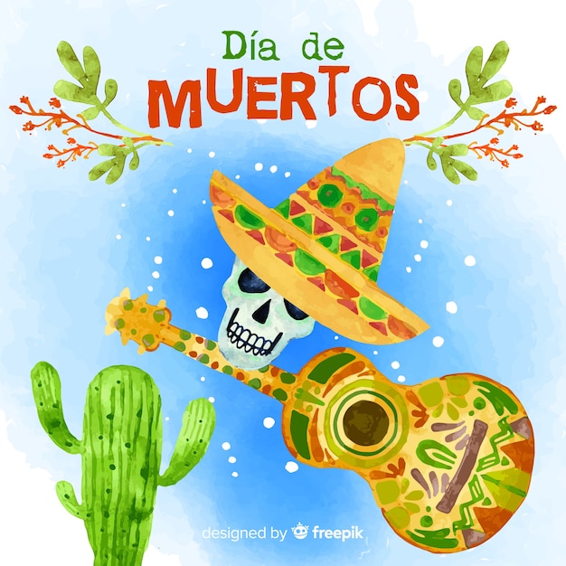 Fond De Belle Aquarelle Día De Muertos