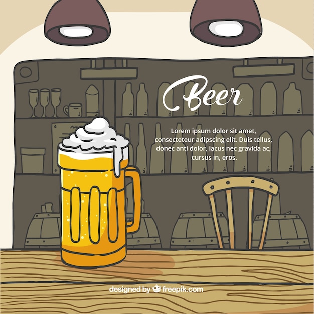 Vecteur gratuit fond de bière dessiné à la main