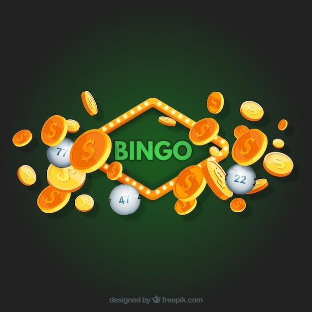 Fond De Bingo Vert Avec Des Pièces D'or