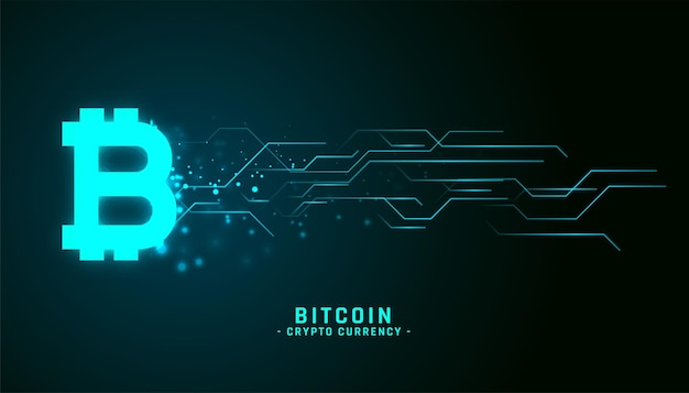 Vecteur gratuit fond de bitcoin de style néon brillant avec des lignes de circuit