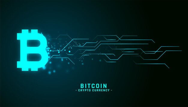 Fond de bitcoin de style néon brillant avec des lignes de circuit