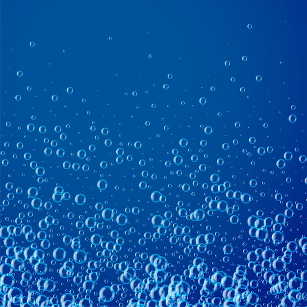 Fond bleu avec beaucoup de bulles d'eau ou de savon