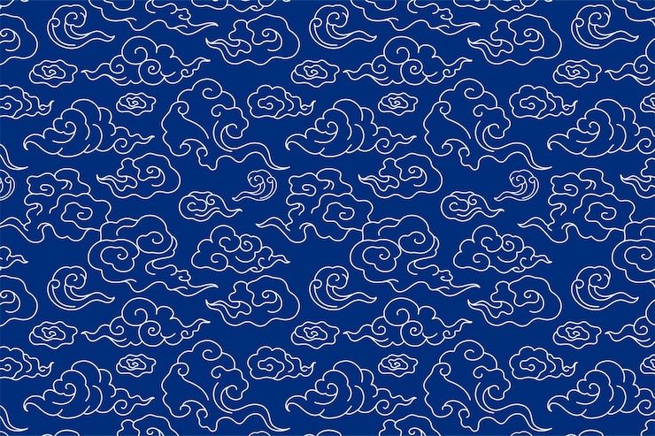 Vecteur gratuit fond bleu chinois, vecteur d'illustration de modèle de nuage