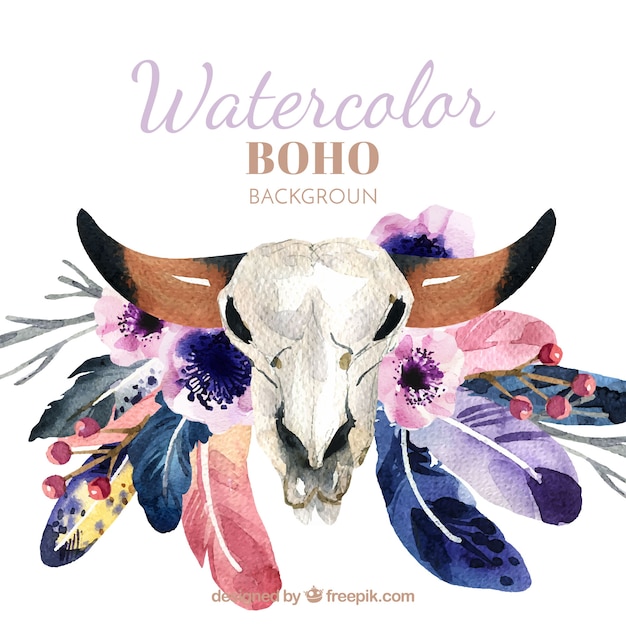 Vecteur gratuit fond de boho avec des éléments aquarelles