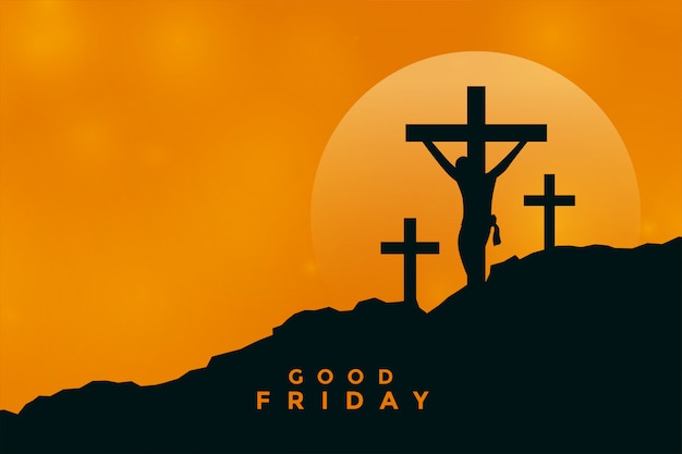 Vecteur gratuit fond de bon vendredi avec scène de crucifixion de jésus christ