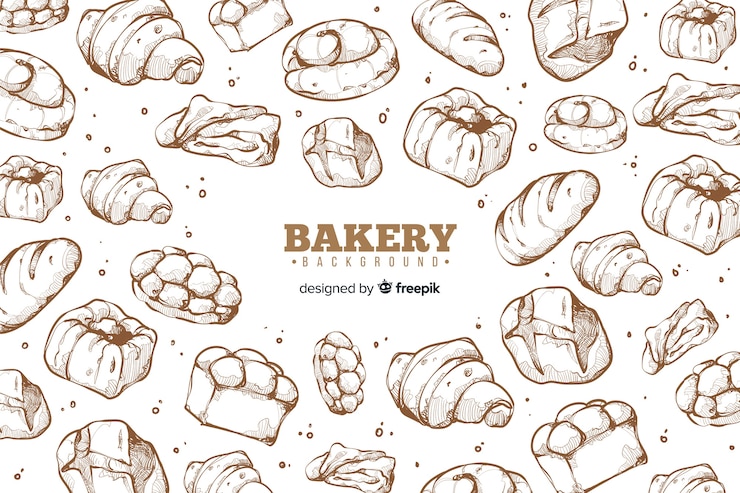 Vecteur gratuit fond de boulangerie dessiné à la main