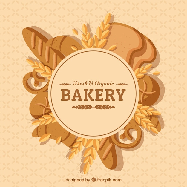 Fond de boulangerie avec du pain dans le style plat