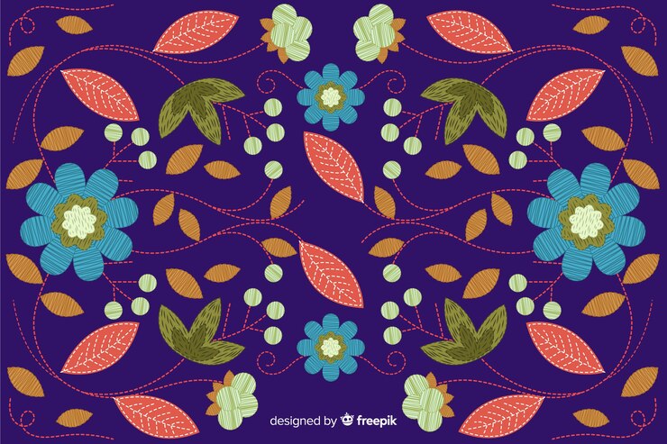 Vecteur gratuit fond de broderie florale