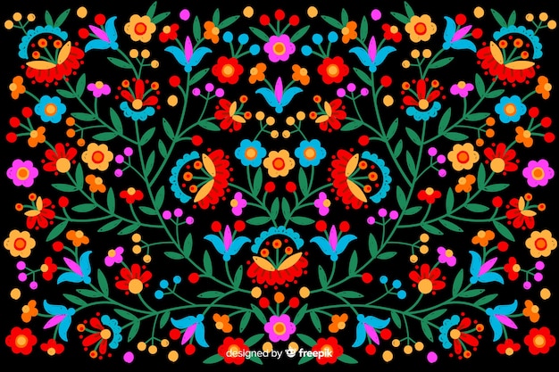 Vecteur gratuit fond de broderie mexicaine colorée