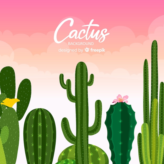 Vecteur gratuit fond de cactus dessiné à la main