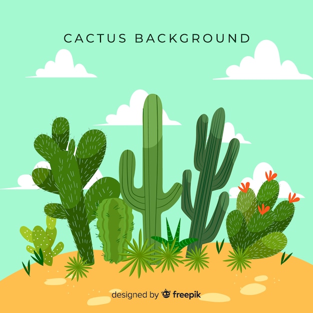 Vecteur gratuit fond de cactus dessiné à la main