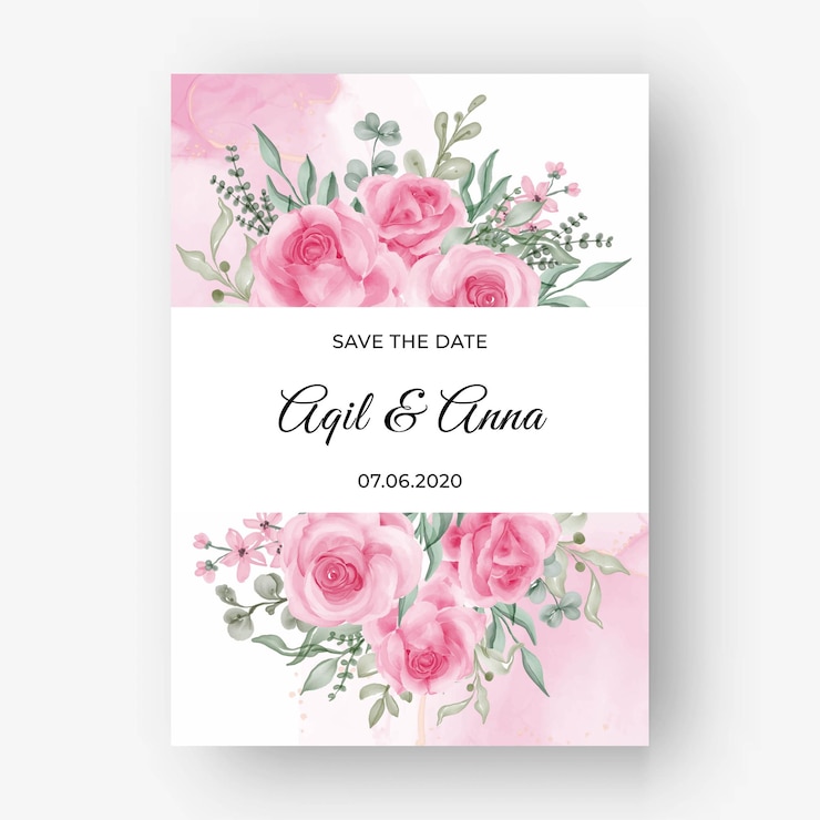 Vecteur gratuit fond de cadre de fleur rose rose pour l'invitation de mariage