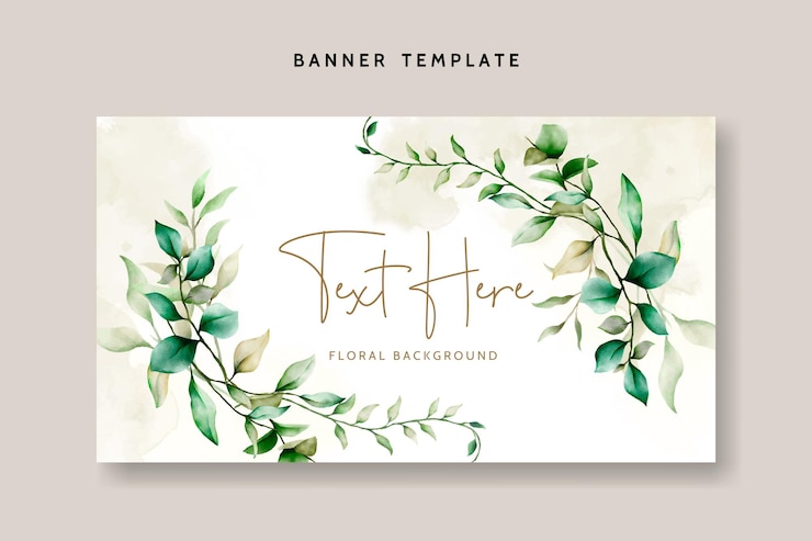 Vecteur gratuit fond de cadre floral élégant avec ornement aquarelle de feuilles