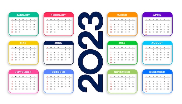 Vecteur gratuit fond de calendrier annuel 2023 pour la papeterie d'affaires