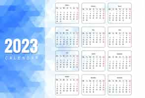 Vecteur gratuit fond de calendrier du nouvel an 2023 de beau style géométrique