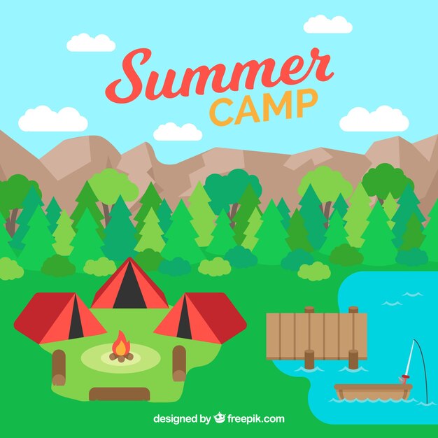 Vecteur gratuit fond de camp d'été